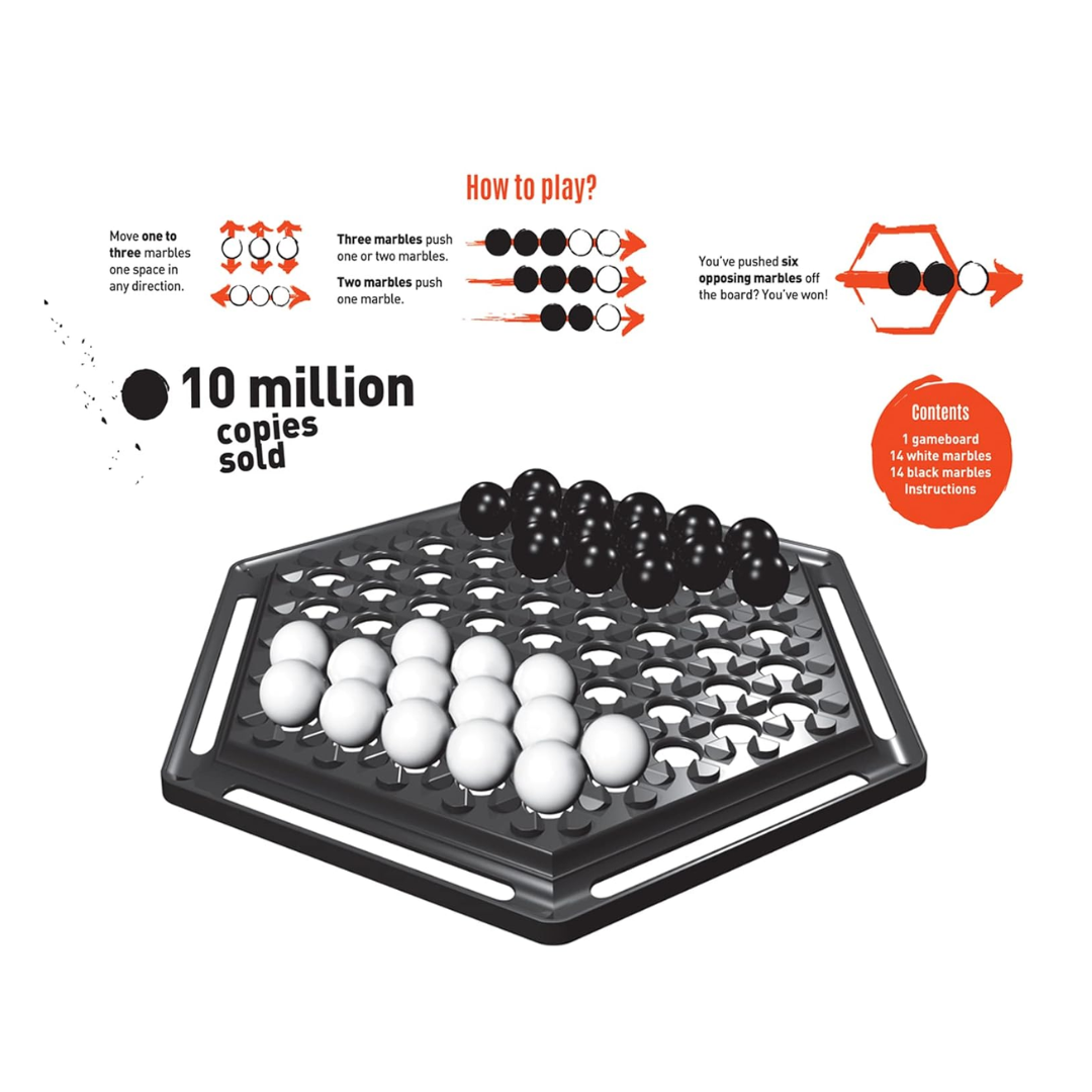 Funskool Abalone, Strategy Game, Board Game for Kids, Adults, Educational, 2 Players, 24 Black & White Marbles, Family Fun, Learning Activity Toy for Childrens, Gift Set for Kid, Ages 7+ Years