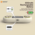 Sameo Super Genius Handheld Gaming Console | 500+ Built-in Classic Retro 8-Bit Games | 2.4" LCD Color Display | 600mAh Rechargeable Battery | Portable Gaming Device for Kids & Adults - Matcha Cream