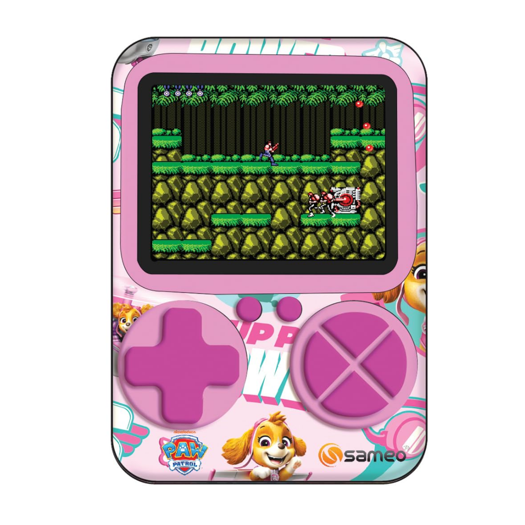 Sameo SG3000 Paw Patrol Edition Handheld Video Game Console, Retro Mini Game with 500 Classic Retro Game TV Compatible for Kids, Rechargeable - Skye Pink