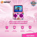 Sameo SG3000 Paw Patrol Edition Handheld Video Game Console, Retro Mini Game with 500 Classic Retro Game TV Compatible for Kids, Rechargeable - Skye Pink