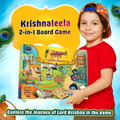 Krishnaleela | 2-in-1 Board Game for Kids & Adults | Reusable Stickering Activity | Lord Krishna Story