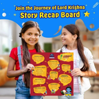 Krishnaleela | 2-in-1 Board Game for Kids & Adults | Reusable Stickering Activity | Lord Krishna Story