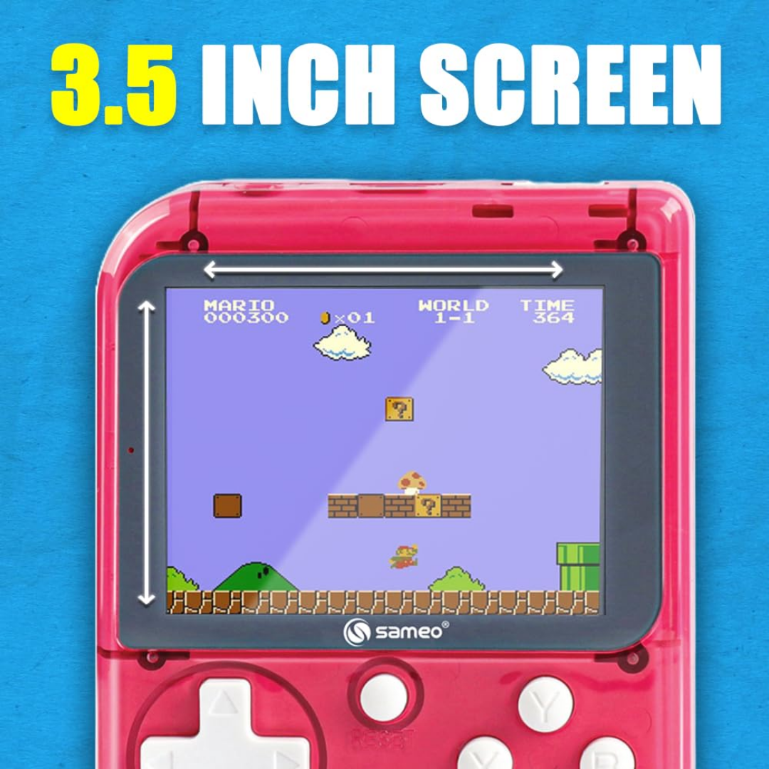 Sameo Handheld Video Game Console, Dreamboy Retro Mini Game with 500 Classic Retro Game TV Compatible for Kids, Rechargeable 8 Bit Classic (Ice Red)