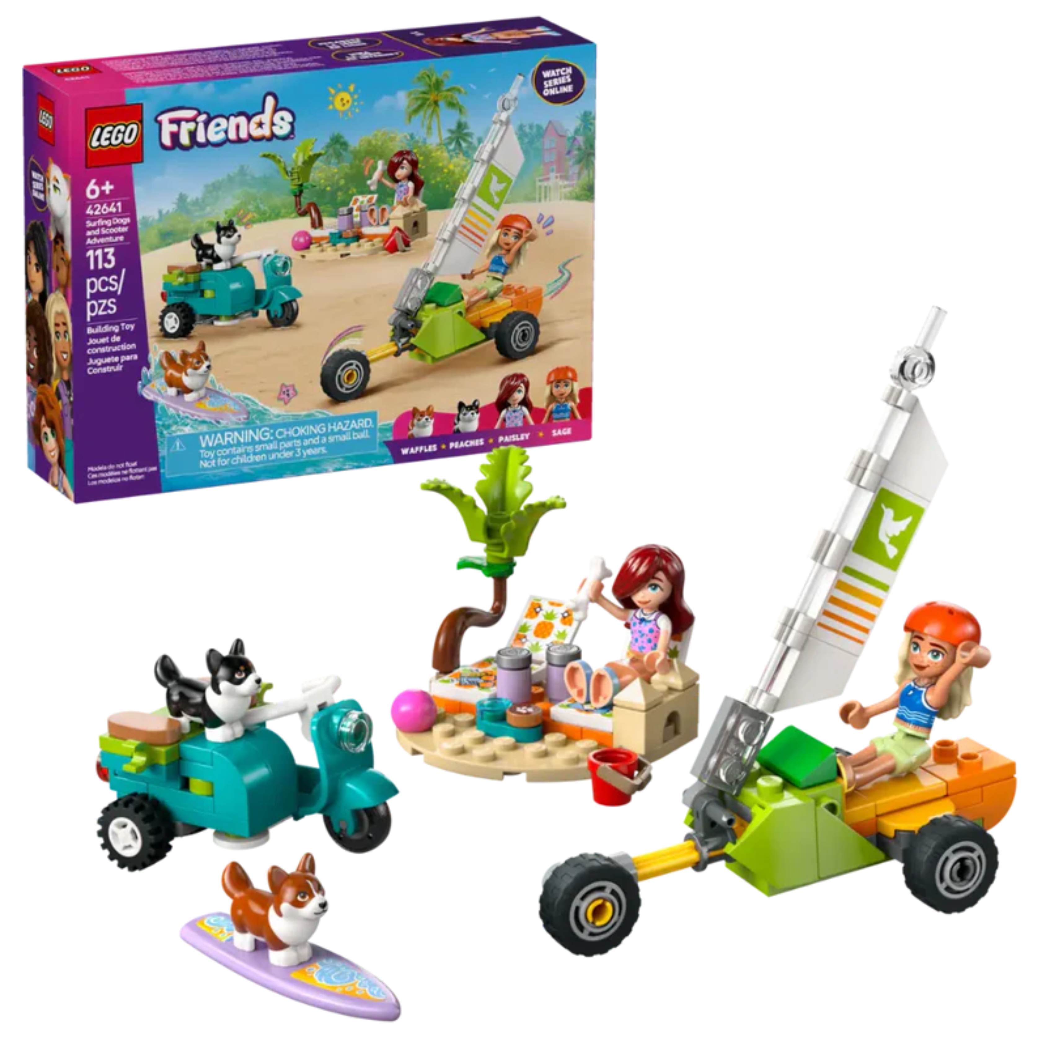 Lego 42641 Friends Surfing Dogs And Scooter Adventure (113 Pieces)