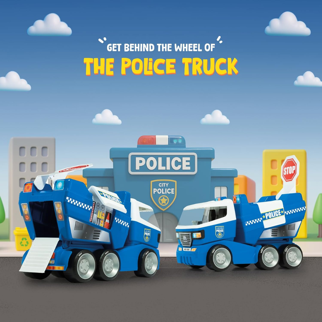 Funskool MOLTO Police Truck, Toy Truck, Nesting & Stackable Toy for Kids, Encourages Learning & Development, Fun Activity for Babies, Gift Set for Kid, Age 1, 2, 3, 4, 5 Months