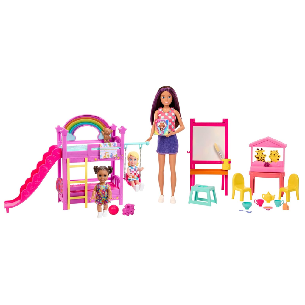 Barbie Skipper Babysitters Inc.™ Ultimate Daycare Playset with 3 Dolls, Furniture & 15+ Accessories, Includes Bunk Beds & Color-Change Easel , HND18