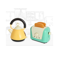 Casdon Toaster & Kettle Set, Casdon Home X Li'l Wizards|Pretend Play Toys for Kids|Realistic Appliances with Play Food|Interactive Toy Toaster & Kettle for Children Aged 3+