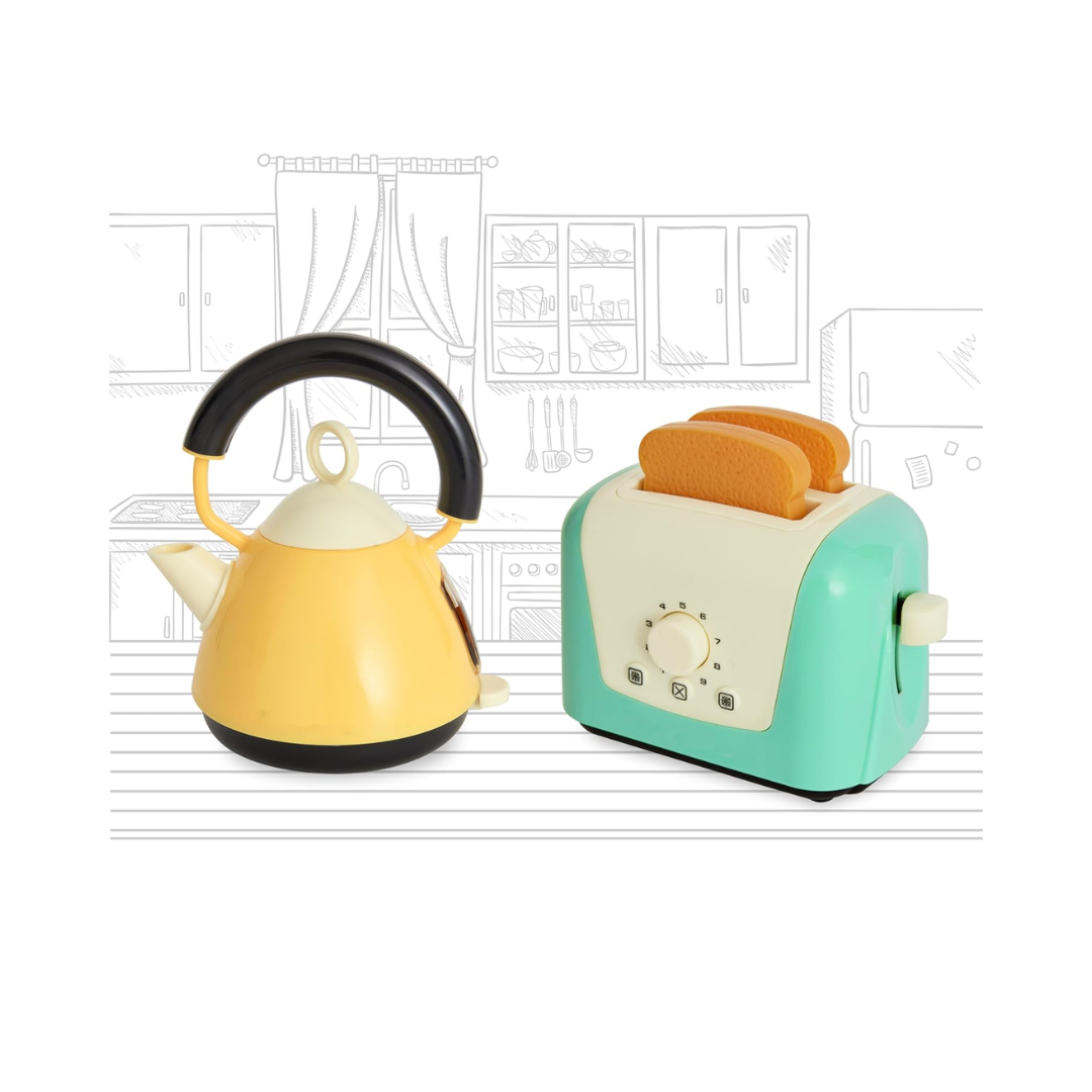 Casdon Toaster & Kettle Set, Casdon Home X Li'l Wizards|Pretend Play Toys for Kids|Realistic Appliances with Play Food|Interactive Toy Toaster & Kettle for Children Aged 3+
