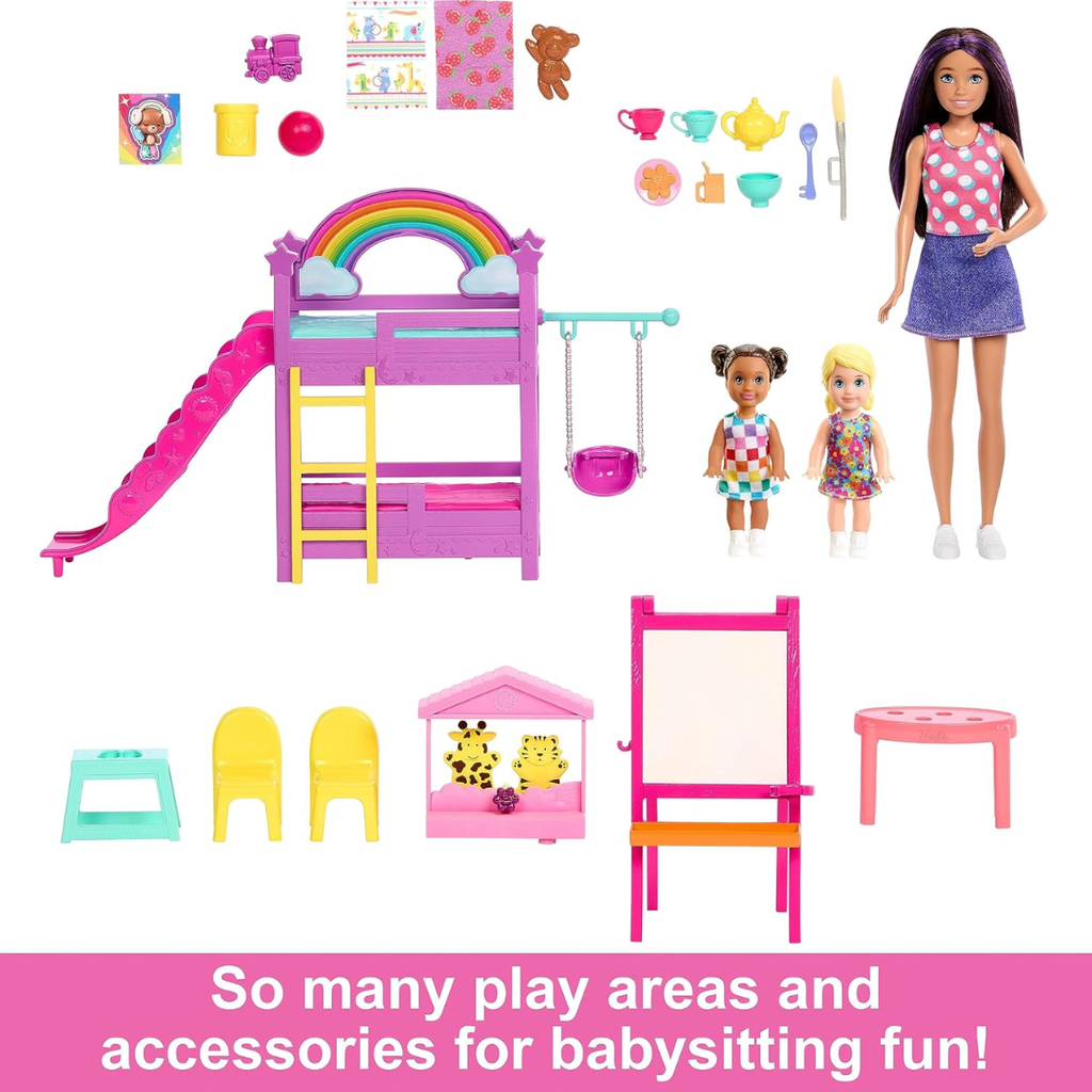 Barbie Skipper Babysitters Inc.™ Ultimate Daycare Playset with 3 Dolls, Furniture & 15+ Accessories, Includes Bunk Beds & Color-Change Easel , HND18