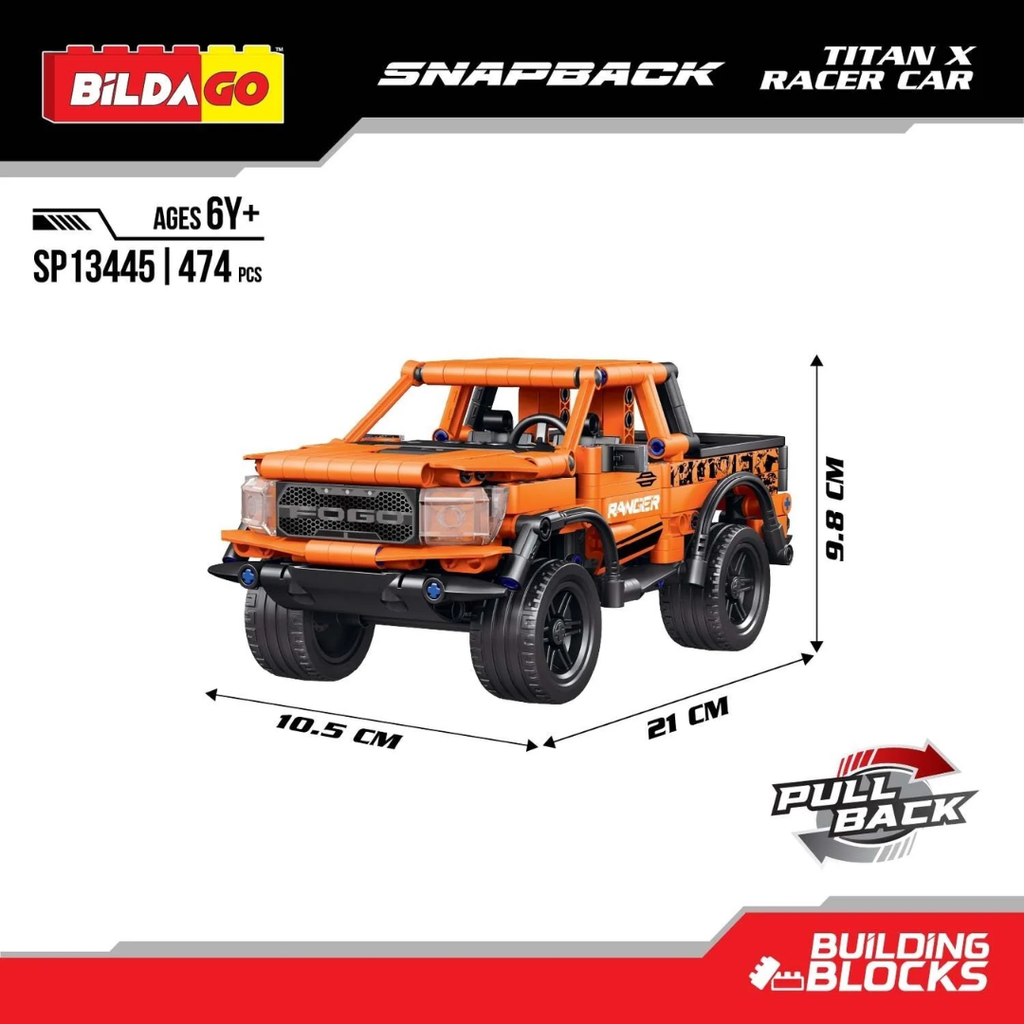 Bildago Snapback Racers - Titan X - Pull back Racer Car (474 PCS)