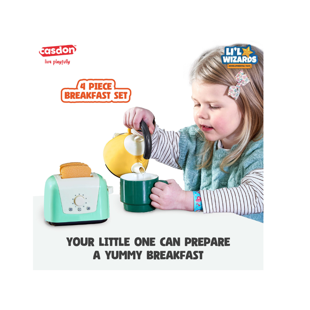 Casdon Toaster & Kettle Set, Casdon Home X Li'l Wizards|Pretend Play Toys for Kids|Realistic Appliances with Play Food|Interactive Toy Toaster & Kettle for Children Aged 3+