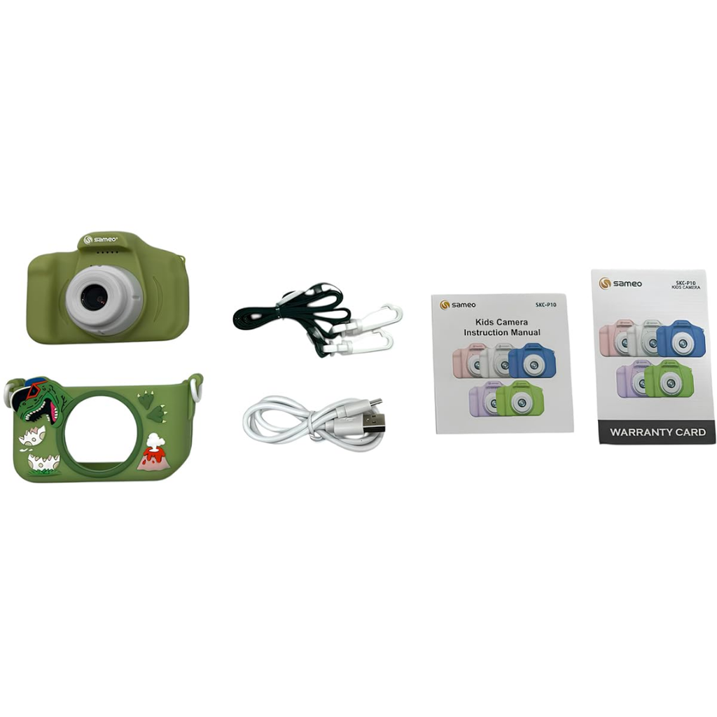 Sameo Dinosaur 48MP Kids Digital Camera with Video Recorder|2-Inch Screen & 8GB SD Card|Birthday Gift for Boys & Girls Ages 5-10|Mini Camera for Fun Photo & Video|Best Toy Camera for Kids- Olive Green