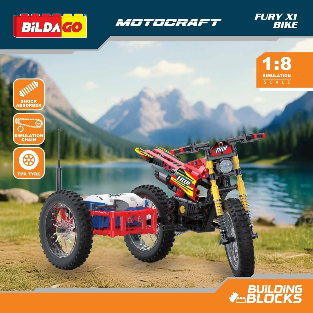 Bildago Motocraft - Fury X1 - Pull Back Bike (483 PCS) 1:8 Super Bike