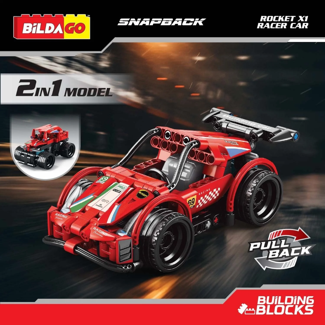 Bildago Snapback Racers - Rocket X1 - Pull back Racer Car (200 Pcs)