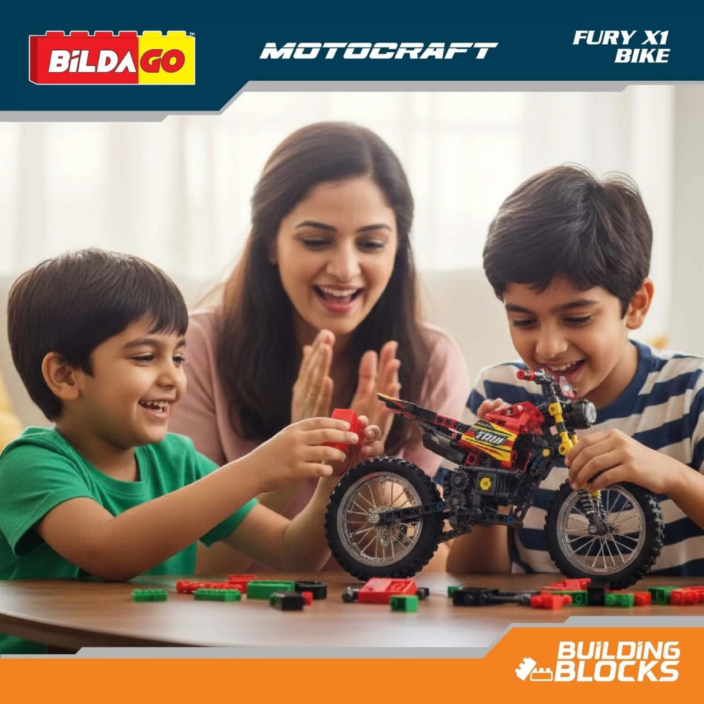 Bildago Motocraft - Fury X1 - Pull Back Bike (483 PCS) 1:8 Super Bike