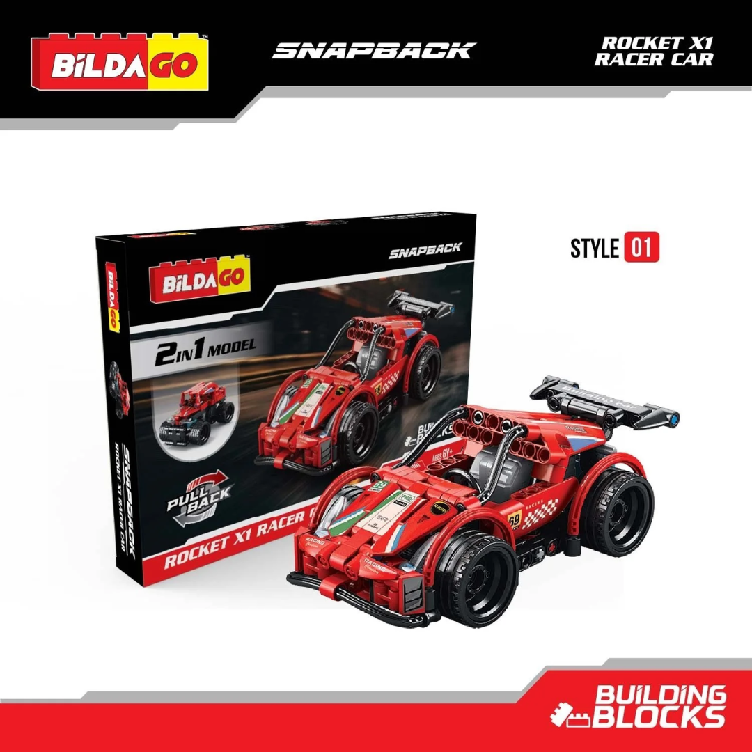 Bildago Snapback Racers - Rocket X1 - Pull back Racer Car (200 Pcs)