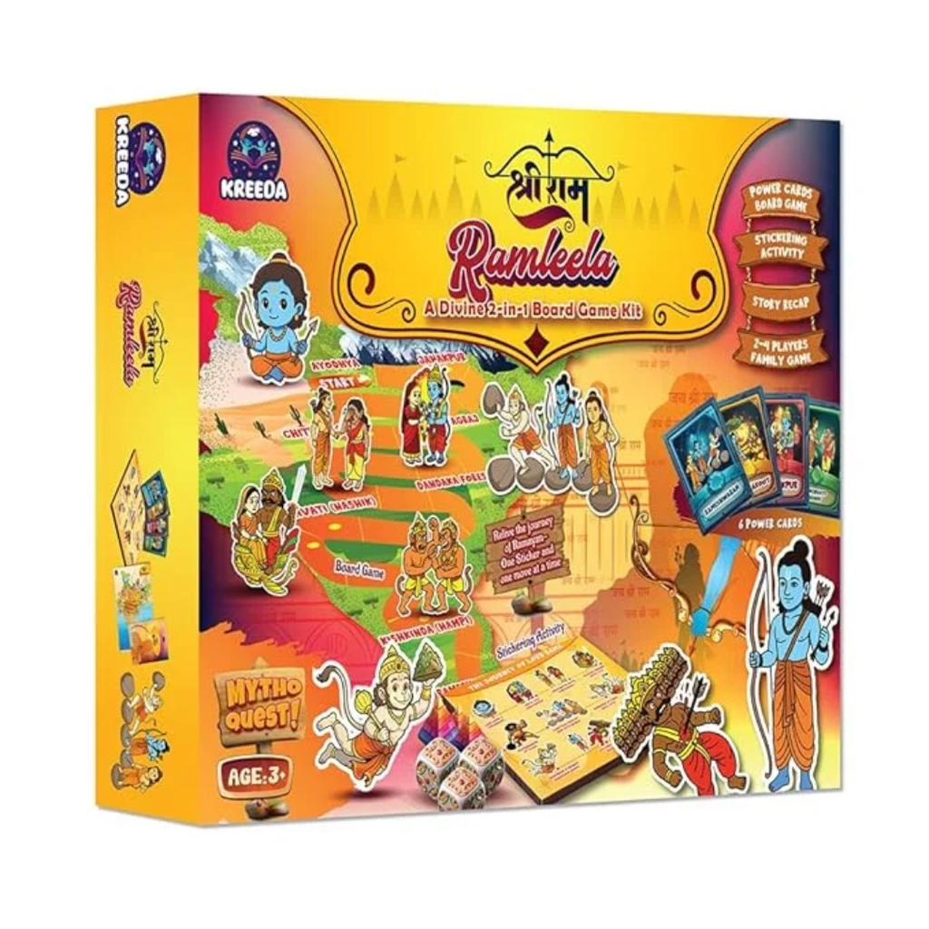 Ramleela | 2-in-1 Board Game for Kids and Adults | Reusable Stickering Activity