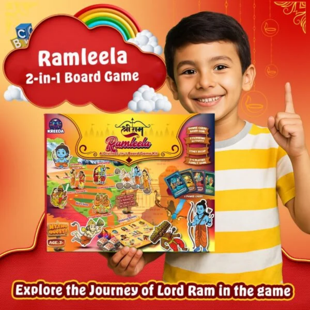 Ramleela | 2-in-1 Board Game for Kids and Adults | Reusable Stickering Activity