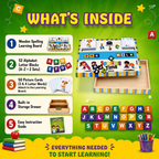 Spelling Game | Educational Board Game | Learning Toy for Kids 3-8 Years | 50 Picture Cards & 52 Alphabet Blocks with Storage Box | Builds Vocabulary | Travel-Friendly Birthday Gift for Kids
