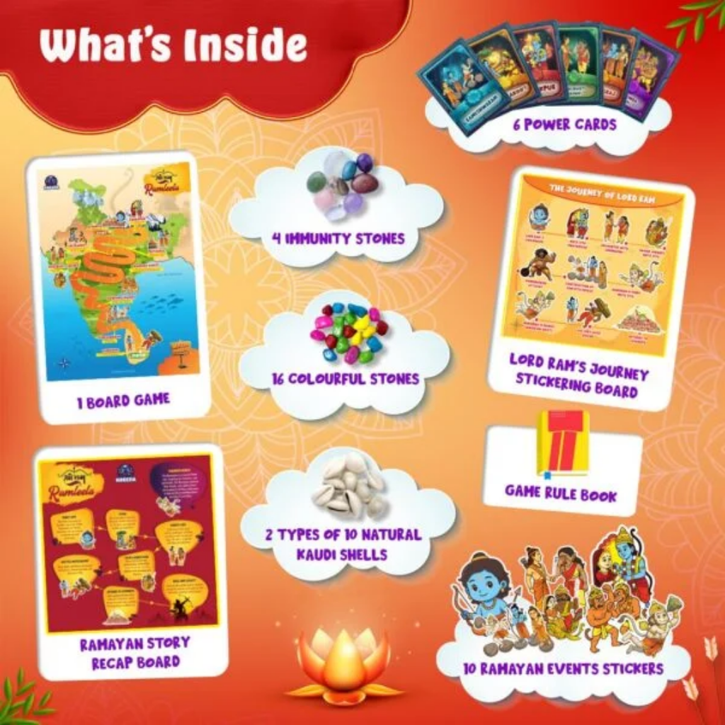 Ramleela | 2-in-1 Board Game for Kids and Adults | Reusable Stickering Activity
