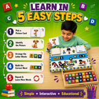 Spelling Game | Educational Board Game | Learning Toy for Kids 3-8 Years | 50 Picture Cards & 52 Alphabet Blocks with Storage Box | Builds Vocabulary | Travel-Friendly Birthday Gift for Kids