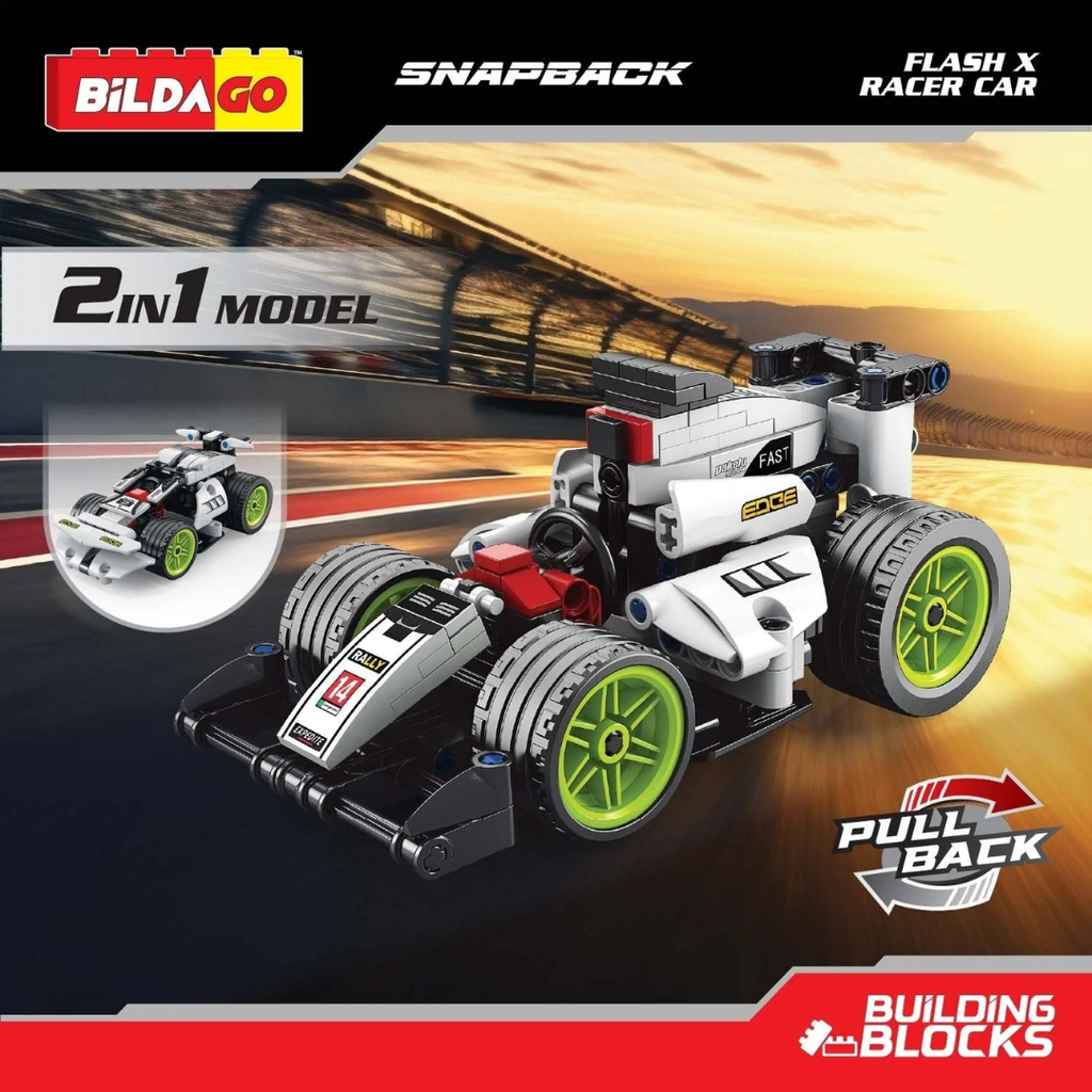 Bildago Snapback Racers - Flash X - Pull back Racer Car (198 PCS)