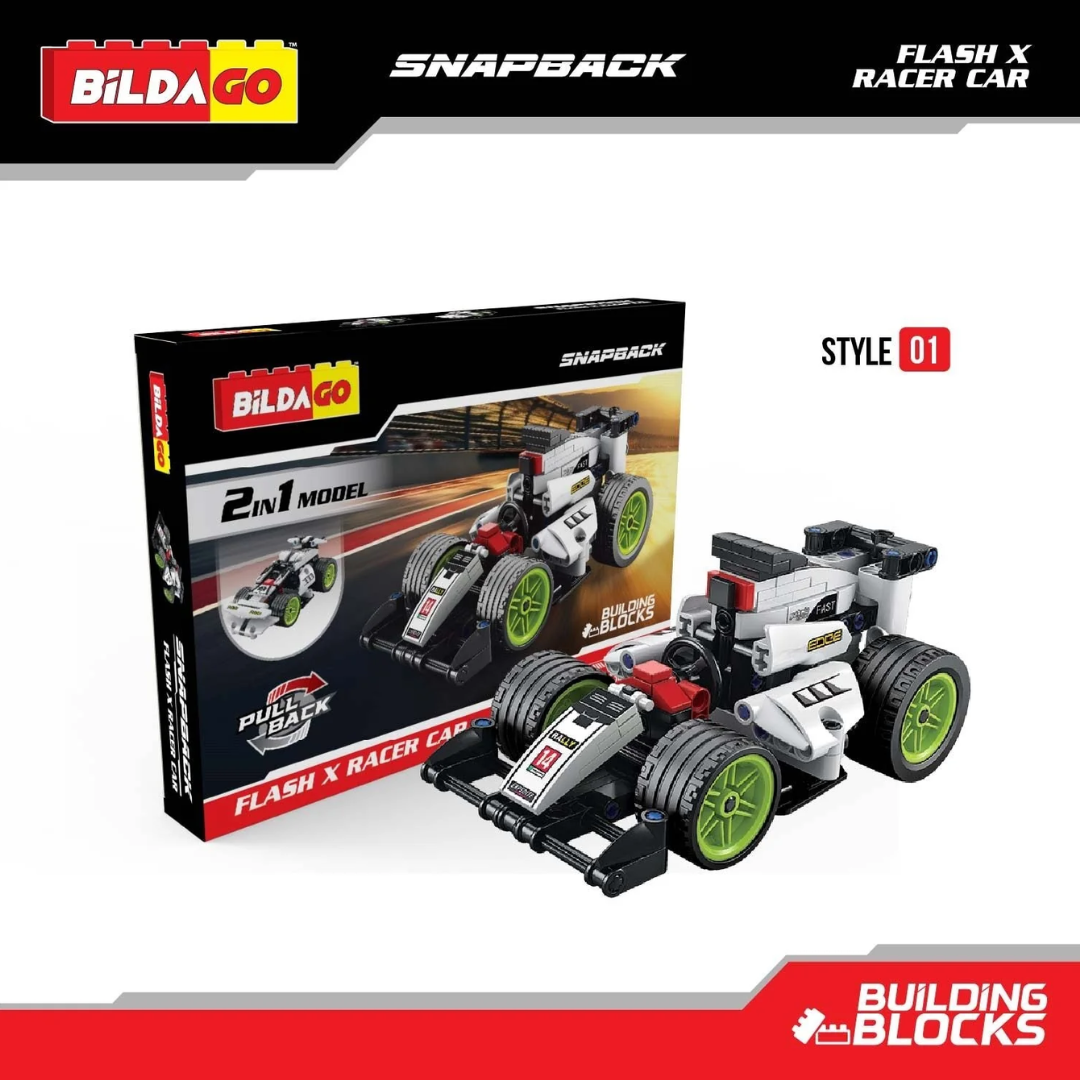 Bildago Snapback Racers - Flash X - Pull back Racer Car (198 PCS)