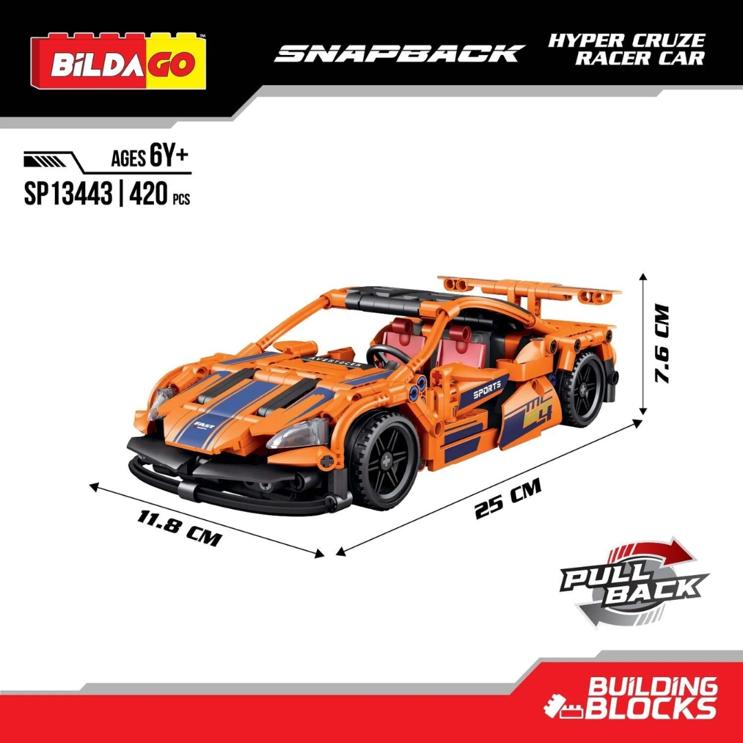 Bildago Snapback Racers - Hyper Cruze - Pull back Racer Car (420 PCS)