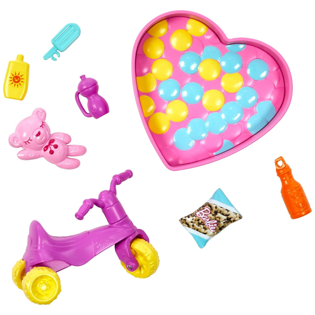 Barbie Skipper™ Babysitters Inc.™ Bounce House Playset with Skipper™ Babysitter Doll, Toddler Doll, Swing & Accessories, Toy for 3 Year Olds & Up, HHB67