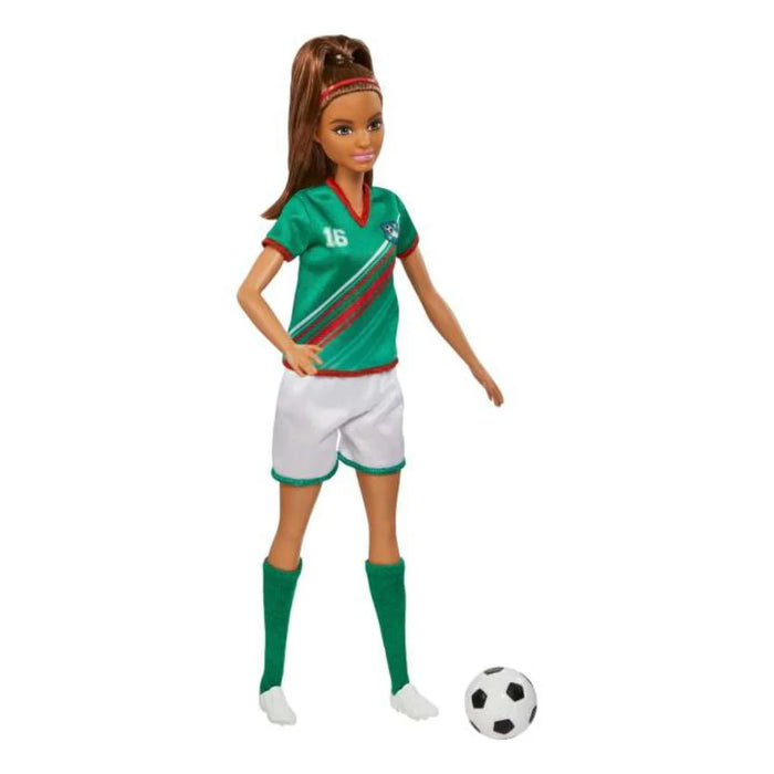 Barbie Soccer Doll, Brunette, #16 Uniform, Soccer Ball, Cleats, Socks