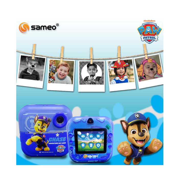 Sameo SC-Q5 Paw Patrol Edition Instant Print Camera for Kids| Ink-Free Thermal Printing | Kids Digital Camera with 2.4” IPS Screen | 32GB Card, Sticker Paper & Pens - Chase Blue