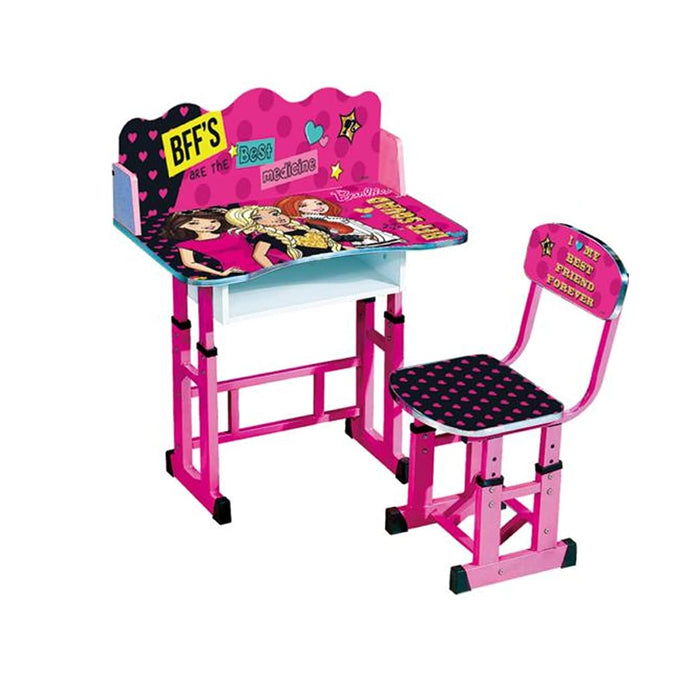 Ramson Adjustable Table & Chair Set with Barbie Graphic Print for Kids