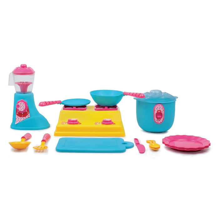 Giggles - Kitchen Set Deluxe, 19 Piece Colourful Pretend and Play Cooking Set, Language and Social Skills,Role Play, 3 Years & Above, Preschool Toys