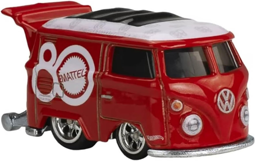 Hot Wheels Toy Van, Premium Mattel 80th Volkswagen Kool Kombi, 1:64 Scale Collectible Vehicle, Real Riders Tires, Metal/Metal Body & Chassis