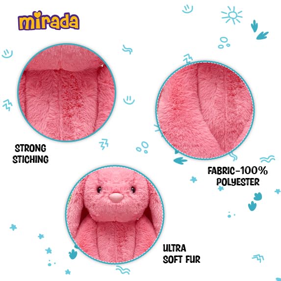 Mirada Cute Coral Bunny Soft Toy for Girls/Kids | Huggable Rabbit with Long Ears | Soft Stuffed Floppy Plush Animal | - 35cm