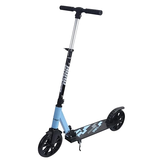 R for Rabbit Road Runner Sportz Kick Scooter for Kids of 5+ Years, 3 Adjustable Height, Foldable, PVC Wheels with ABEC7 Bearings with Brakes, Weight Capacity 120 Kgs (Lake Blue)