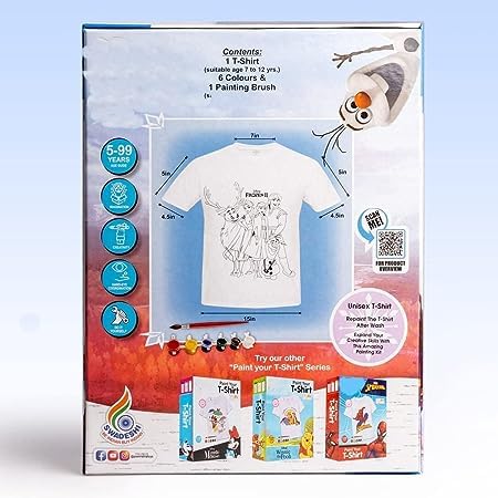 JAPSI Art & Craft DIY Kit for Kids | Paint Your T-Shirt | Free Size T-Shirt for 5-10 Years Kids | Gift for Girls and Boys | Craft Activity Kit for 5+ Year Old (Frozen Theme)