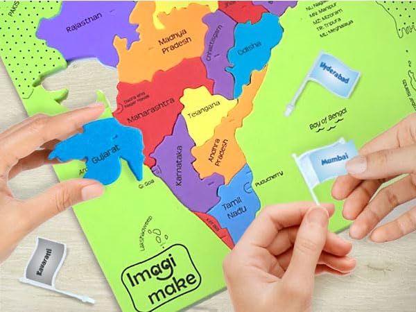 Imagimake Mapology India with State Capitals - Educational Toy and Learning Aid for Boys and Girls - India Map Puzzle - Jigsaw Puzzle, 25 Pieces, Kids