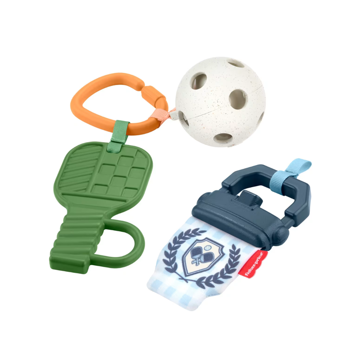 Fisher-Price Mini Me Moments Let's Play Pickleball Set, 3 Sports-Themed Baby Toys For Sensory Play