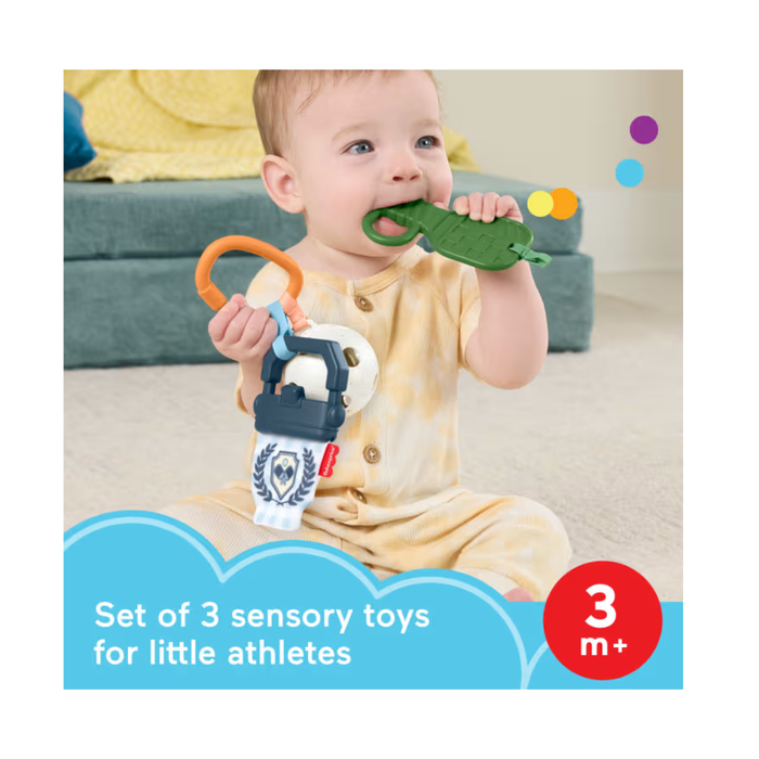 Fisher-Price Mini Me Moments Let's Play Pickleball Set, 3 Sports-Themed Baby Toys For Sensory Play