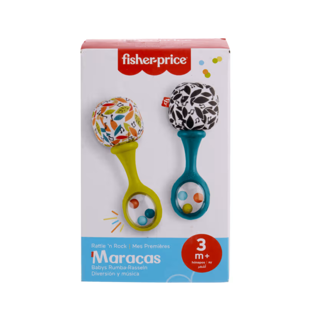 Fisher-Price Rattle ‘n Rock Maracas Set Of 2 Baby Rattles, Newborn Toys, Neutral Colors
