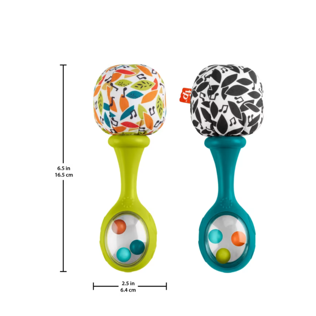 Fisher-Price Rattle ‘n Rock Maracas Set Of 2 Baby Rattles, Newborn Toys, Neutral Colors