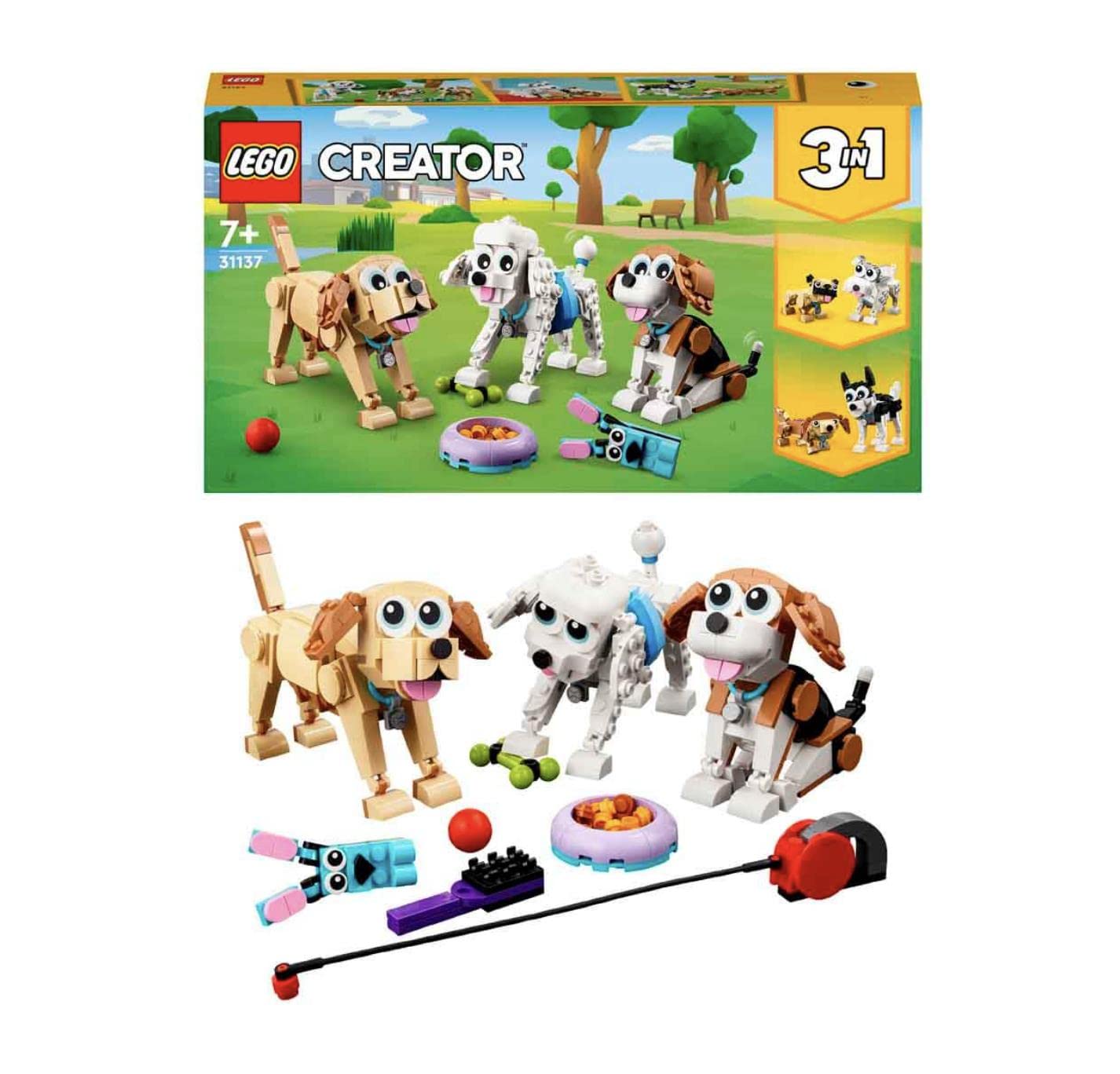 LEGO Creator Adorable Dogs 31137 Building Toy Set (475 Pieces)|Multicolor