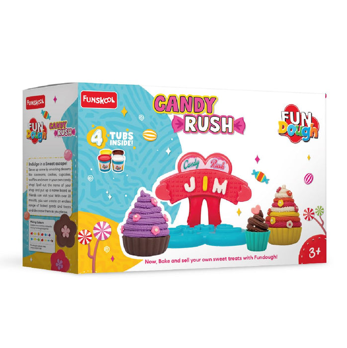 Fun Dough Fundough Funskool Playset Candy Rush, Food Themed Playset, Multicolour, Dough, Toy, Shaping, Sculpting, 3 Years and Above