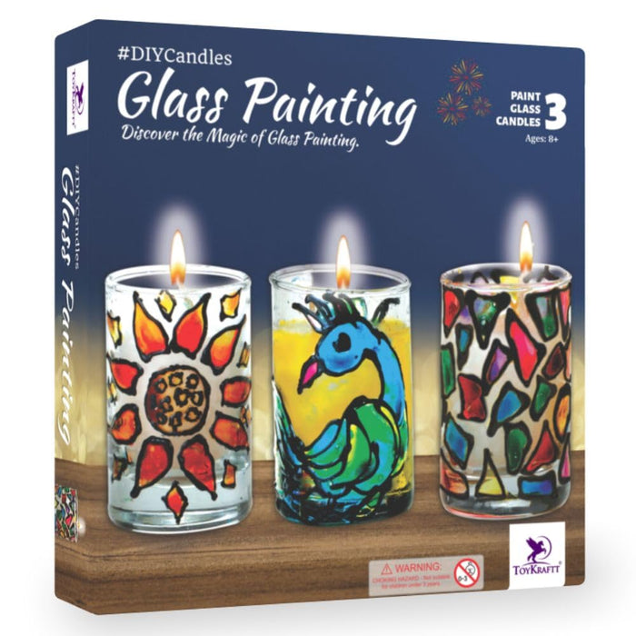 Toykraftt Glass Painting Kit for Kids| DIY Candle Making Kit for Kids| Art & Craft Kit for Kids Age 8 to 12 Christmas Gift for Girls Boys| Glass Painting Candle Making Pack of 1