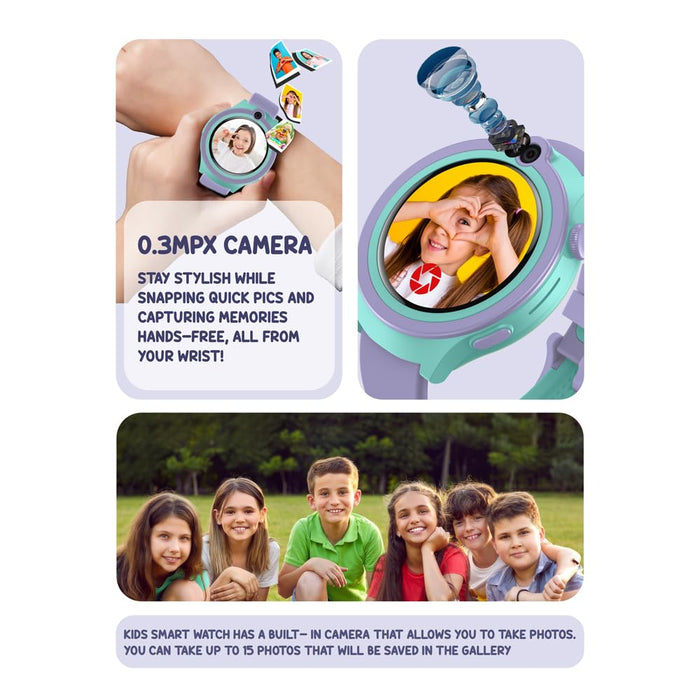 Spiky Cacus 4G Calling Multi-UI IPX7 Waterproof Kids Smartwatch | Rotatable Menu Dial,GPS Tracking, Video Call, Calling Watch, Games, Geo-Fencing, SOS | Best for Kids Girls & Boys 4-12 Years | Purple