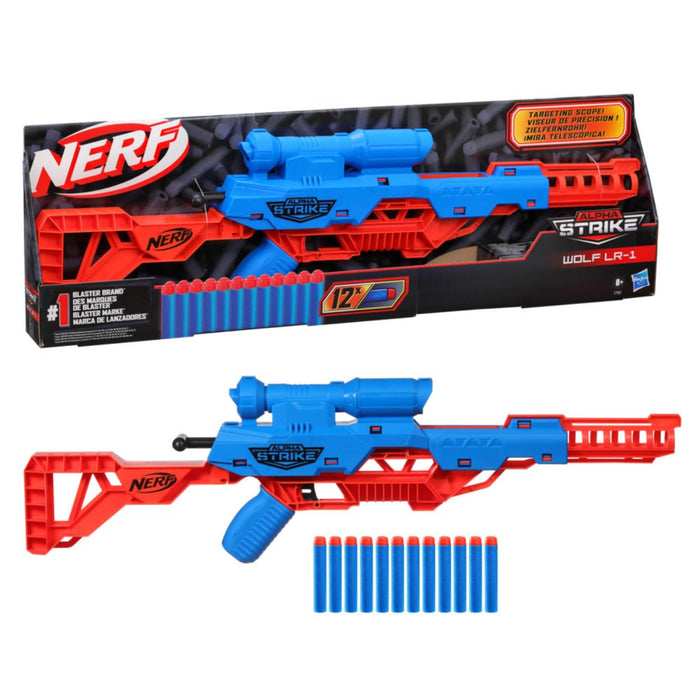 Nerf Alpha Strike Wolf LR-1 Blaster with Targeting Scope, 12 Nerf Darts, Toys for Kids Teens and Adults, Fun Gift Toy for Boys, Birthday Gift Toy for Kids Ages 8+ (Gun)