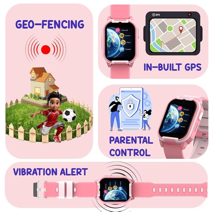 Spiky Gnome 4G Calling Multi-UI IPX7 Waterproof Kids Smartwatch | Rotatable Menu Dial,GPS Tracking, Video Call, Calling Watch, Games, Geo-Fencing, SOS | Best for Kids Girls & Boys 4-12 Years | Blue