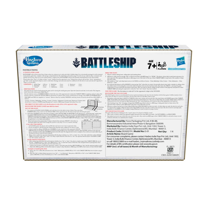 Hasbro Gaming Battleship Board Game, Classic Strategy Board Game for Kids and Adults, Board Game for Boys & Girls Ages 7 and Up, for 2 Players