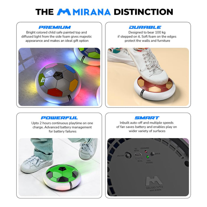 Mirana C-Type USB Rechargeable Battery Powered Air Football Smart | Original Made in India Fun Toy for Boys and Kids